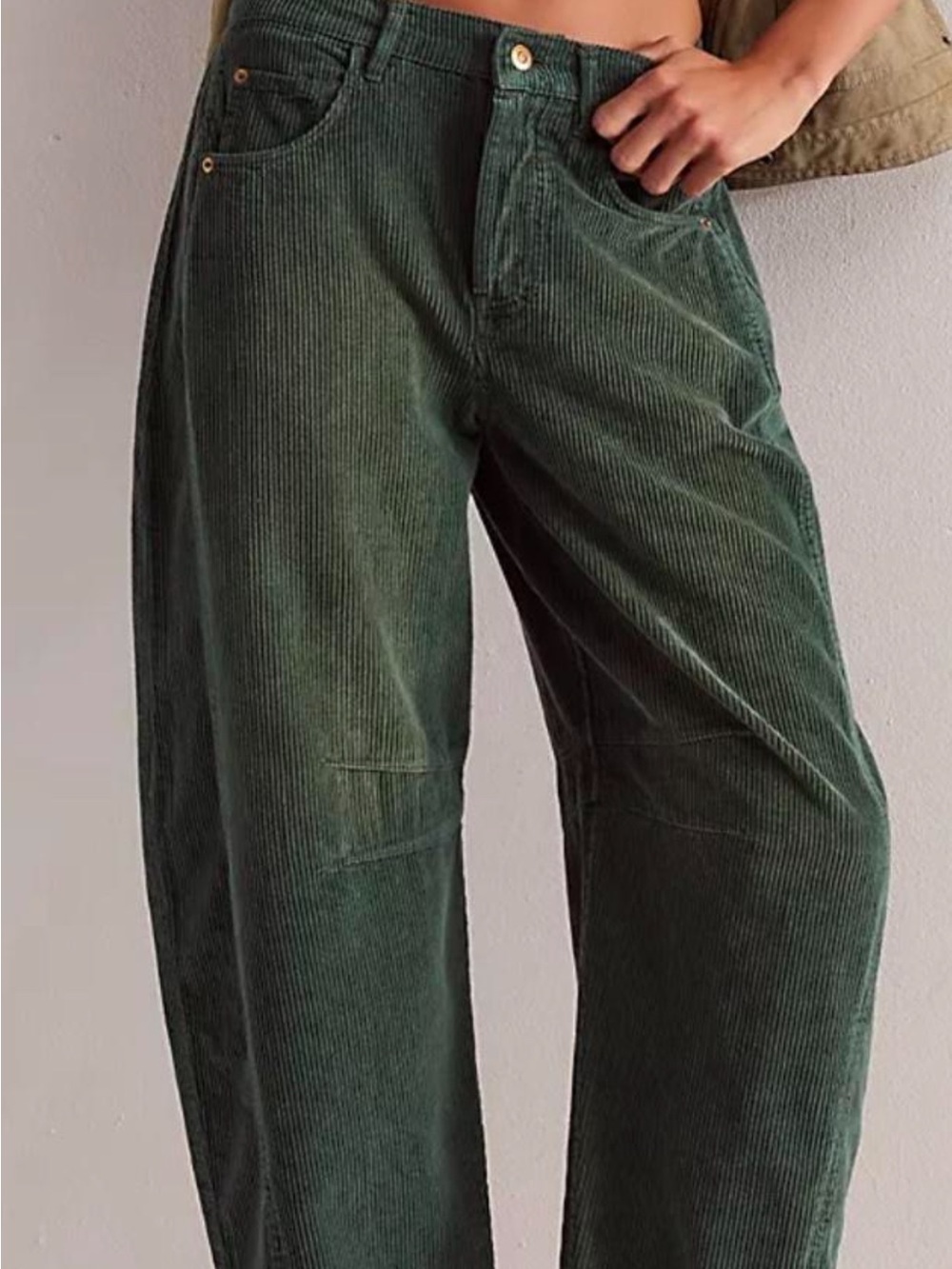 We The Free Good Luck Mid Rise Barrel Cord Jeans in Cypress